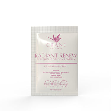Single serving sample pack of Radiant Renew Collagen Hydration Complex - front view